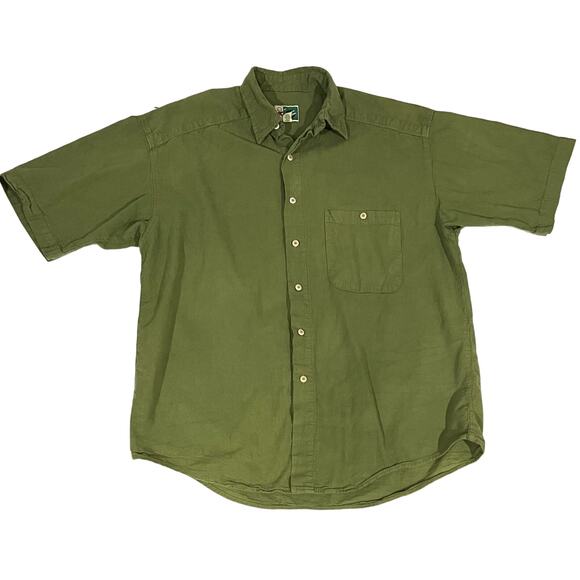 Johnny Cotton Vintage Mens Shirt Button Front Short Sleeve Green Size M - Picture 1 of 5